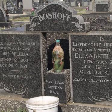 BOSHOFF Louis William 1902-1971 &amp; Elizabeth Anna VAN ZYL 1906-1966
