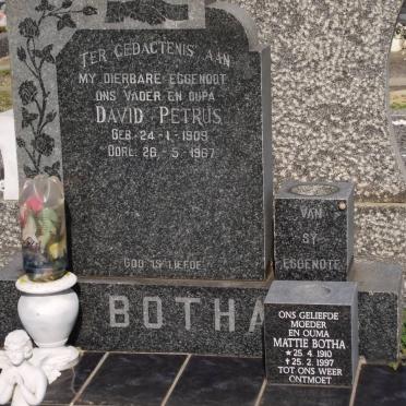 BOTHA David Petrus 1909-1967 &amp; Mattie 1910-1997