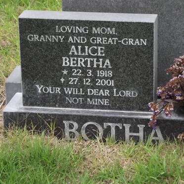 BOTHA Alice Bertha 1918-2001
