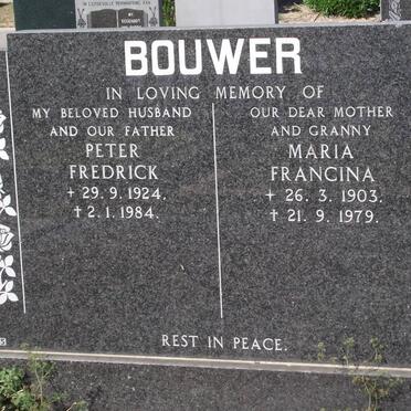 BOUWER Peter Fredrick 1924-1984 &amp; Maria Francina 1903-1979