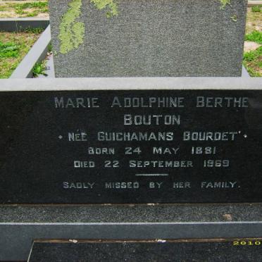 BOUTON Marie Adolphine Berthe nee GUICHAMANS BOURDET 1881-1969