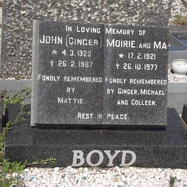 BOYD John 1920-1987 &amp; Moirie 1921-1977