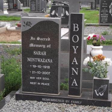 BOYANA Sarah Nontwazana 1918-2007