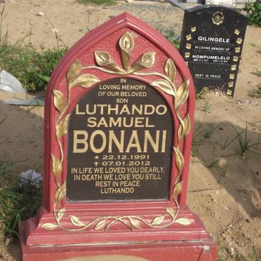 BONANI Luthando Samuel 1991-2012