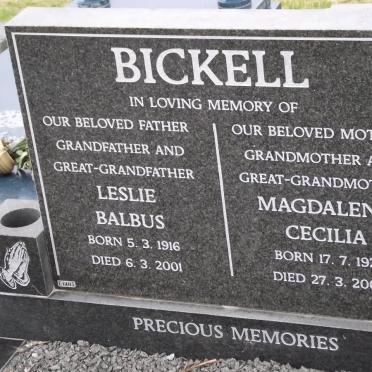 BICKELL Leslie Balbus 1916-2001 &amp; Magdalena Cecilia 1921-2006