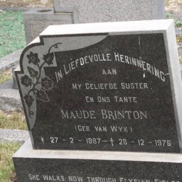 BRINTON Maude nee VAN WYK 1887-1976