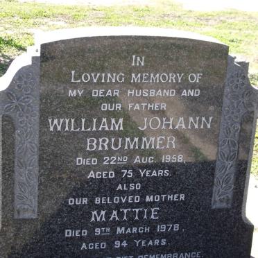 BRUMMER William Johann -1958 &amp; Mattie -1978