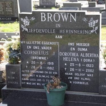 BROWN Cornelius J. 1919-1982 &amp; Dorothea Albertha Helena 1923-2002