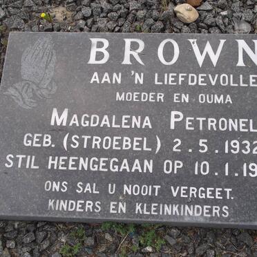 BROWN Magdalena Petronella nee STROEBEL 1932-1996