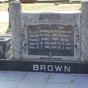 BROWN Harold Henry 1906-1966 &amp; Iris Irene 1902-1987