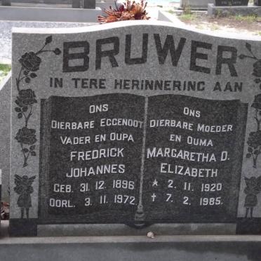 BRUWER Frederick Johannes 1896-1972 &amp; Margaretha D. Elizabeth 1920-1985