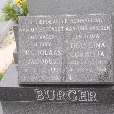 BURGER Nicholaas Jacobus 1901-1990 &amp; Francina Cornelia DU PLESSIS 1914-