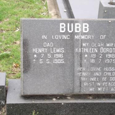 BUBB Henry Lewis 1916-1985 &amp; Kathleen Dorothy 1918-1979