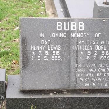 BUBB Henry Lewis 1916-1985 &amp; Kathleen Dorothy 1918-1979