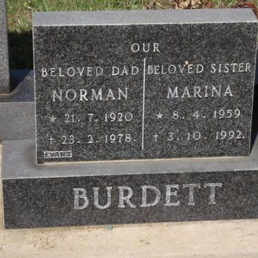 BURDETT Norman 1920-1978 :: BURDETT Marina 1959-1992