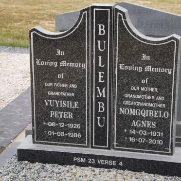 BULEMBU Vuyisile Peter 1926-1986 &amp; Nomgqibelo Agnes 1931-2010