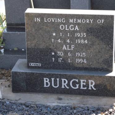 BURGER Alf 1925-1994 &amp; Olga 1935-1984