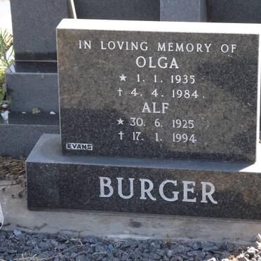 BURGER Alf 1925-1994 &amp; Olga 1935-1984
