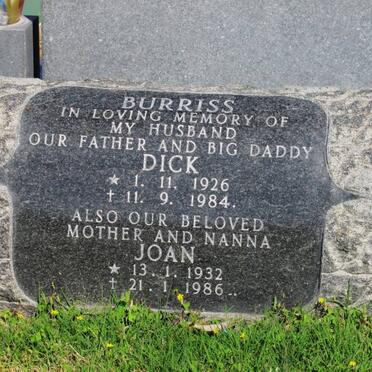 BURRISS Dick 1926-1984 &amp; Joan 1932-1986.