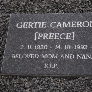 CAMERON Gertie nee PREECE 1920-1992