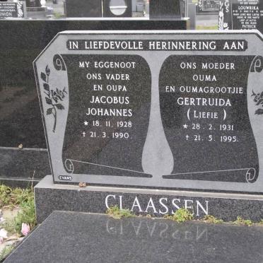 CLAASSEN Jacobus Johannes 1928-1990 &amp; Gertruida 1931-1995