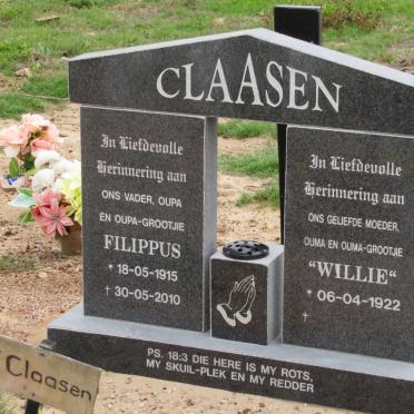 CLAASEN Filippus 1915-2010 &amp; Willie 1922-