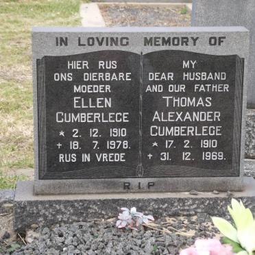 CUMBERLEGE Thomas Alexander 1910-1969 &amp; Ellen 1910-1978