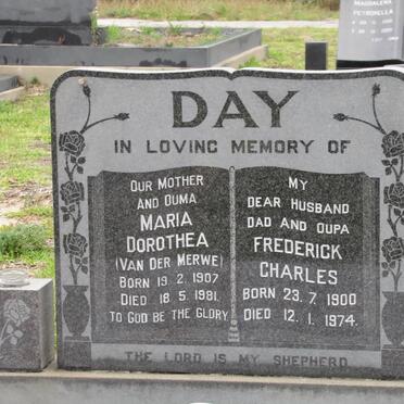 DAY Frederick Charles 1900-1974 &amp; Maria Dorothea VAN DER MERWE 1907-1981