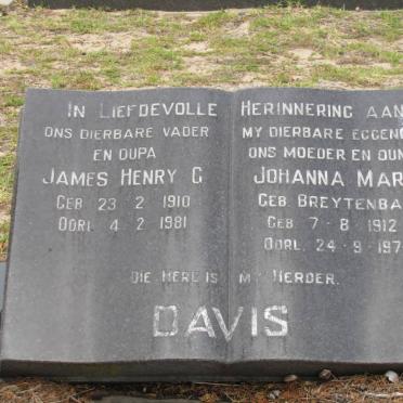 DAVIS James Henry G. 1910-1981 &amp; Johanna Maria BREYTENBACH 1912-1974