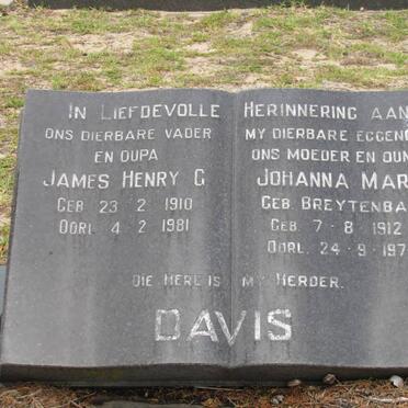DAVIS James Henry G. 1910-1981 &amp; Johanna Maria BREYTENBACH 1912-1974