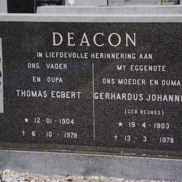 DEACON Thomas Egbert 1904-1978 &amp; Gerhardus Johannes BEUKES 1903-1978