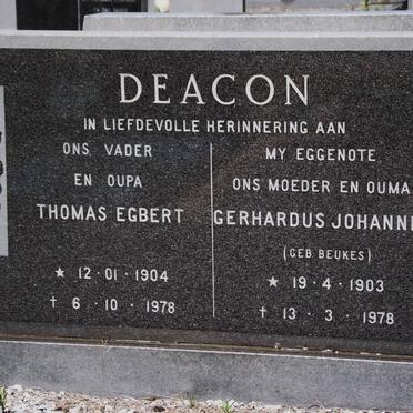 DEACON Thomas Egbert 1904-1978 &amp; Gerhardus Johannes BEUKES 1903-1978