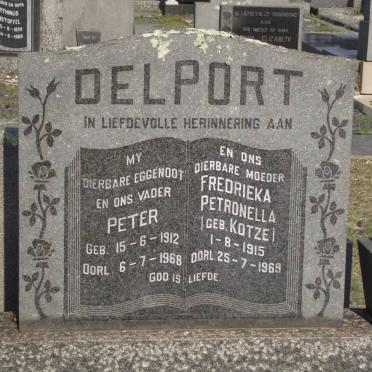 DELPORT Peter 1912-1968 &amp; Fredrieka Petronella KOTZE 1915-1969