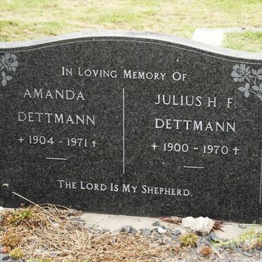 DETTMANN Julius H.F. 1900-1970 &amp; Amanda 1904-1971