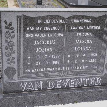 DEVENTER Jacobus Josias, van 1927-1986 &amp; Jacoba Louisa 1931-1998