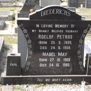 DIEDERICHS Roelof Petrus 1909-1968 &amp; Mabel May 1909-1985