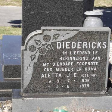 DIEDERICKS Aletta J.E. nee VRY 1906-1979