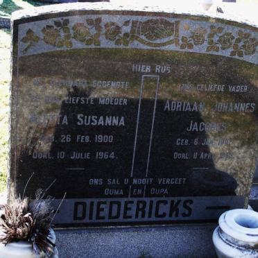 DIEDERICKS Adriaan Johannes Jacobus 1897-1955 &amp; Aletta Susanna 1900-1964