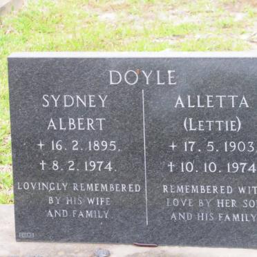 DOYLE Sydney Albert 1895-1974 &amp; Alletta 1903-1974