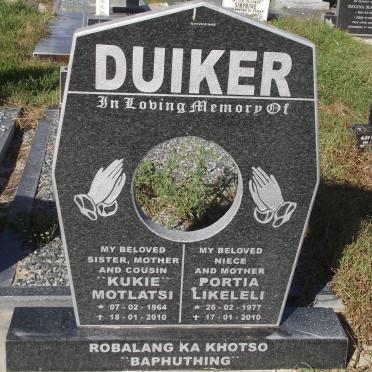 DUIKER Motlatsi 1964-2010 :: DUIKER Portia Likeleli 1977-2010