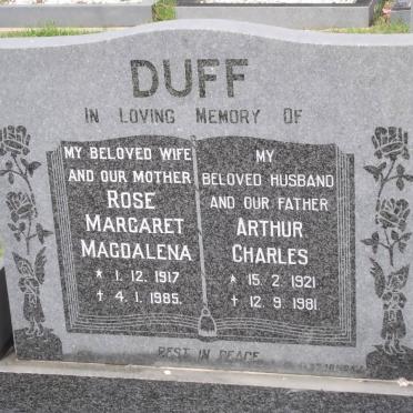 DUFF Arthur Charles 1921-1981 &amp; Rose Margaret Magdalena 1917-1985