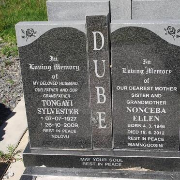 DUBE Tongayi Sylvester 1927-2009 :: DUBE Nonceba Ellen 1946-2012