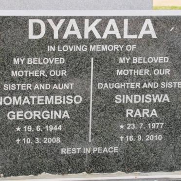 DYAKALA Nomatembiso Georgina 1944-2008 :: DYAKALA Sindiswa Rara 1977-2010