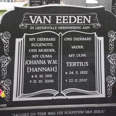 EEDEN Johanna W.M., van 1931-2006 &amp; Tertius 1932-2007