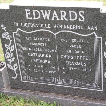 EDWARDS Christoffel Erasmus 1933- &amp; Catharina Fredrika 1934-1997