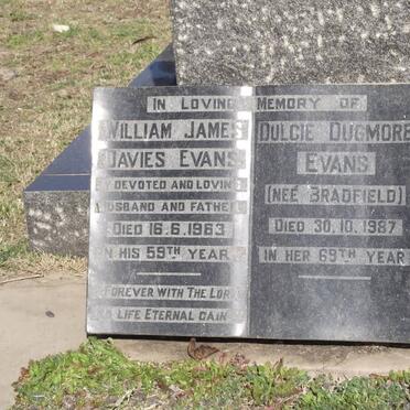 EVANS William James Davies -1963 &amp; Dulcie Dugmore BRADFIELD -1987