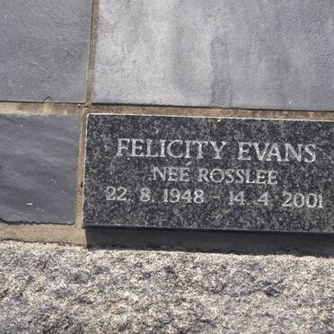 EVANS Felicity nee ROSSLEE 1948-2001