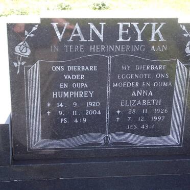 EYK Humphrey, van 1920-2004 &amp; Anna Elizabeth 1926-1997