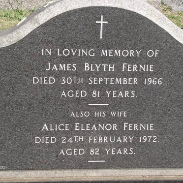 FERNIE James Blyth -1966 &amp; Alice Eleanor -1972