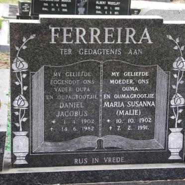 FERREIRA Daniel Jacobus 1902-1982 &amp; Maria Susanna 1902-1991